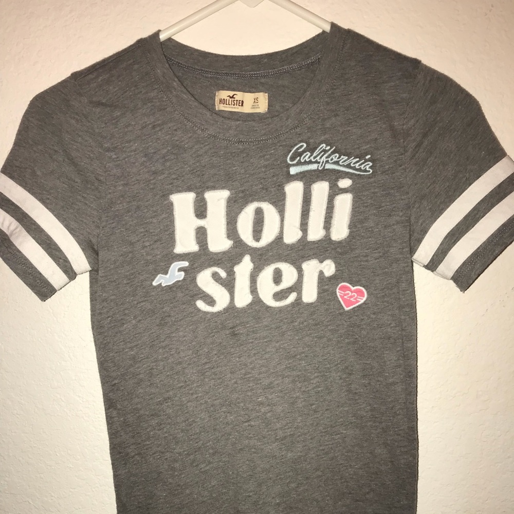 A gray short sleeve hollister shirt